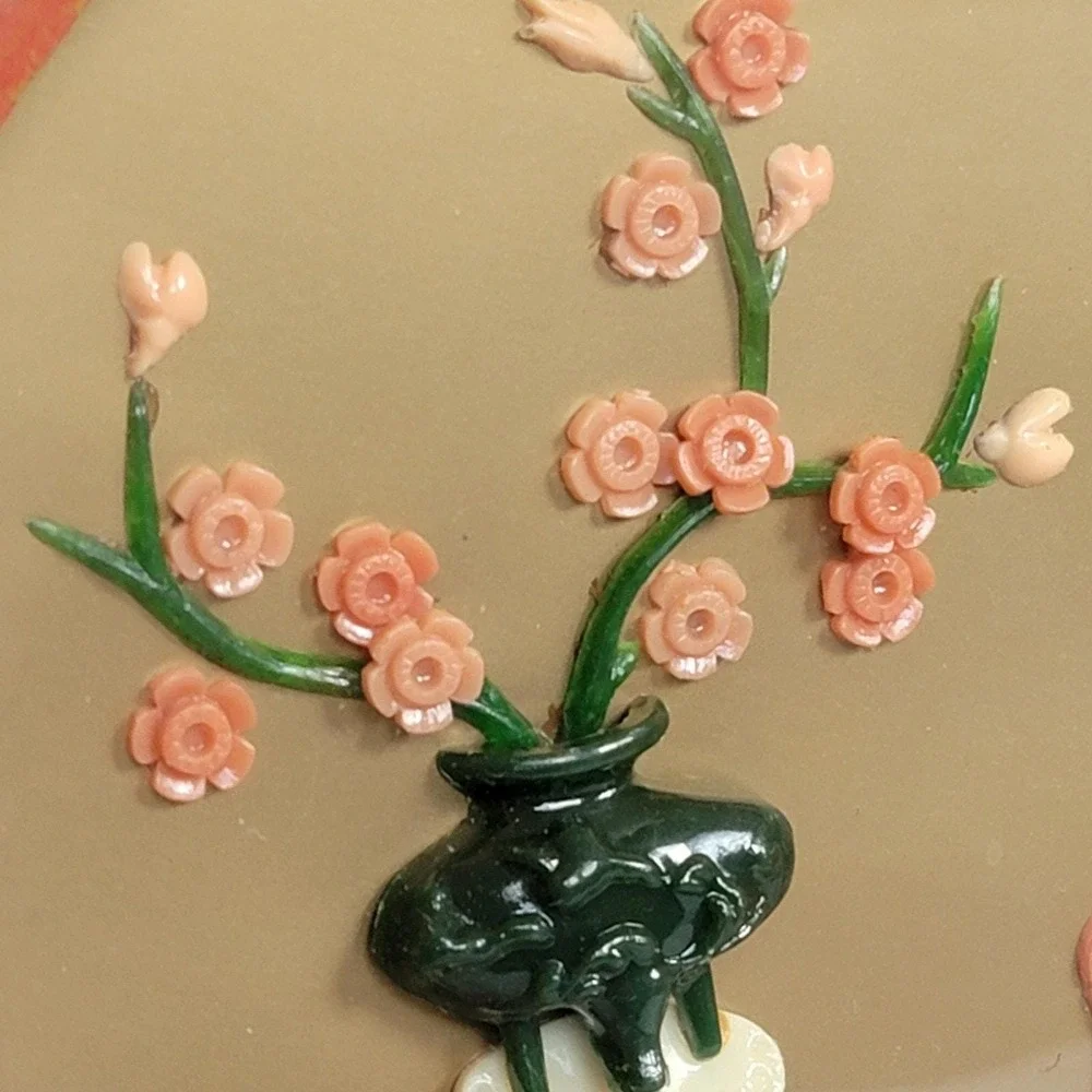 VTG Faux Jade Asian Wall Plaque 7
